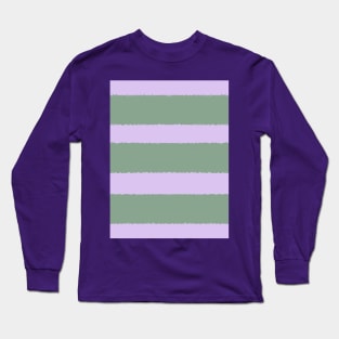 Wide Purple and Green Stripes Long Sleeve T-Shirt
